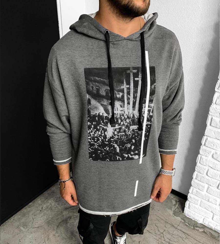 Μπλούζα φούτερ oversized -crosses- BL41035