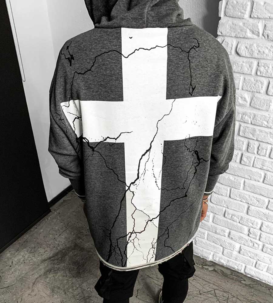 Μπλούζα φούτερ oversized -crosses- BL41035