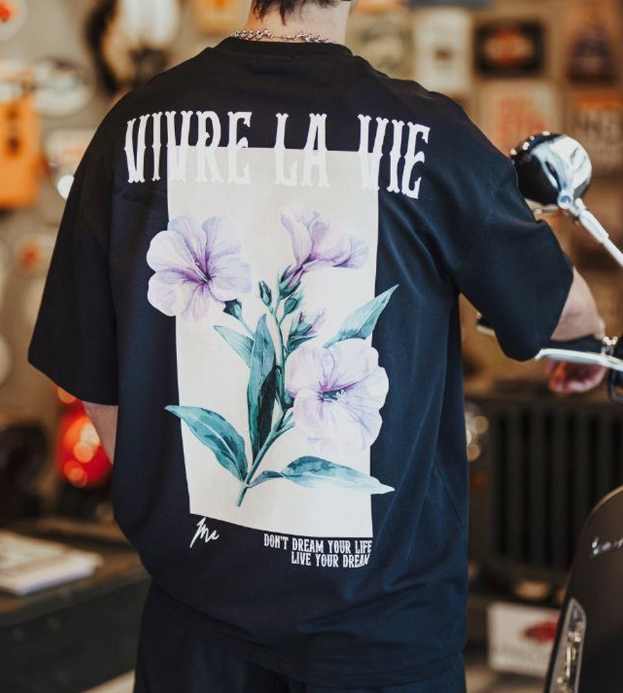 Oversized t-shirt -VIVRE LA VIE- TR107ES