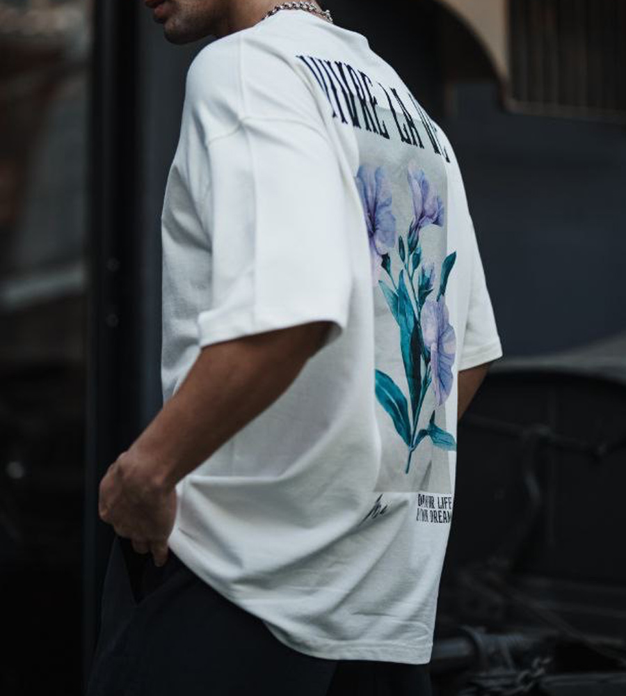 Oversized t-shirt -VIVRE LA VIE- TR107ES
