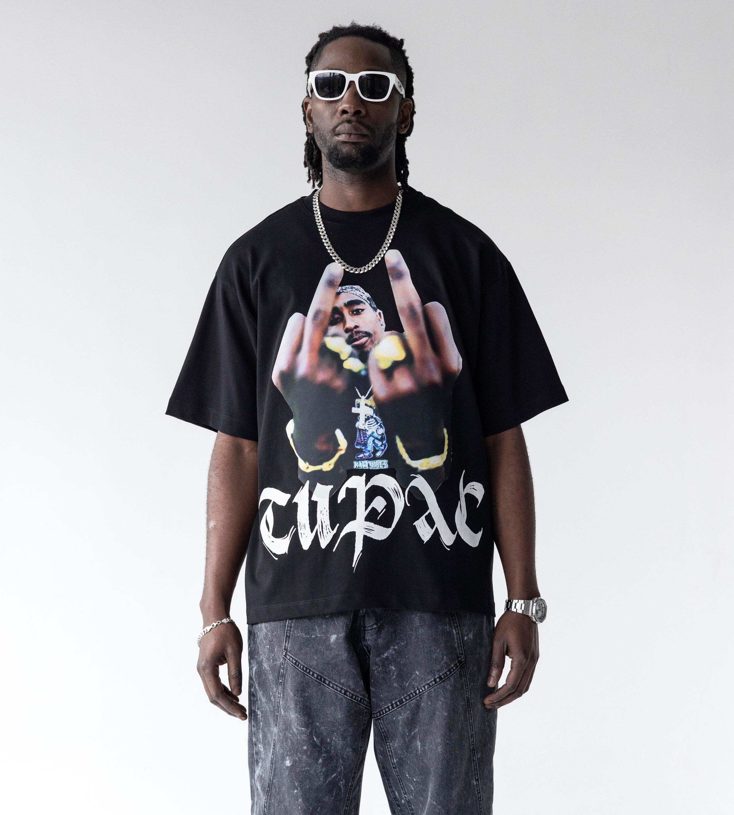 Oversized t-shirt -TUPAC- TR1734BL BLACK ISLAND