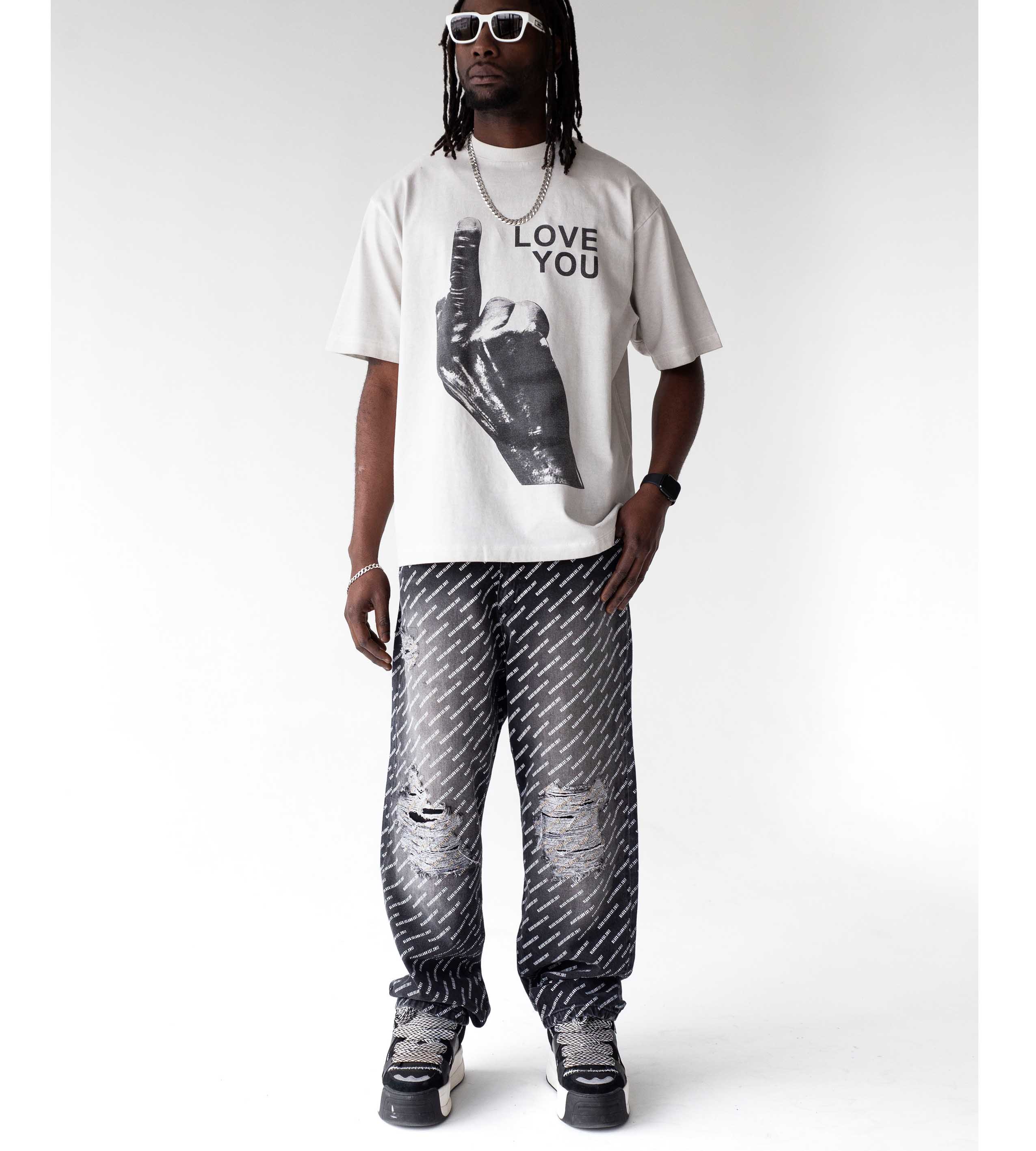 Oversized t-shirt -LOVE YOU- TR1736BL BLACK ISLAND