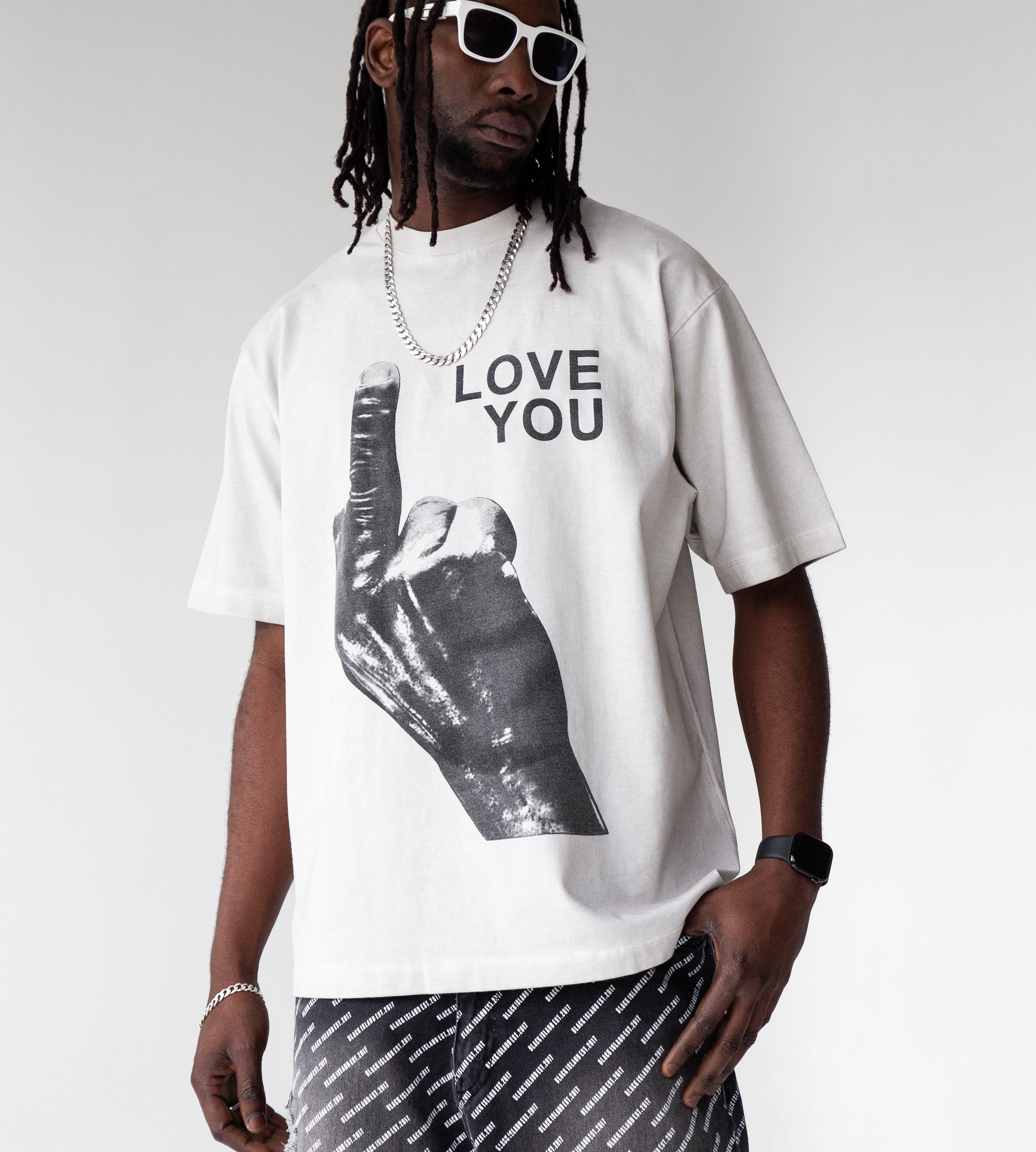 Oversized t-shirt -LOVE YOU- TR1736BL BLACK ISLAND