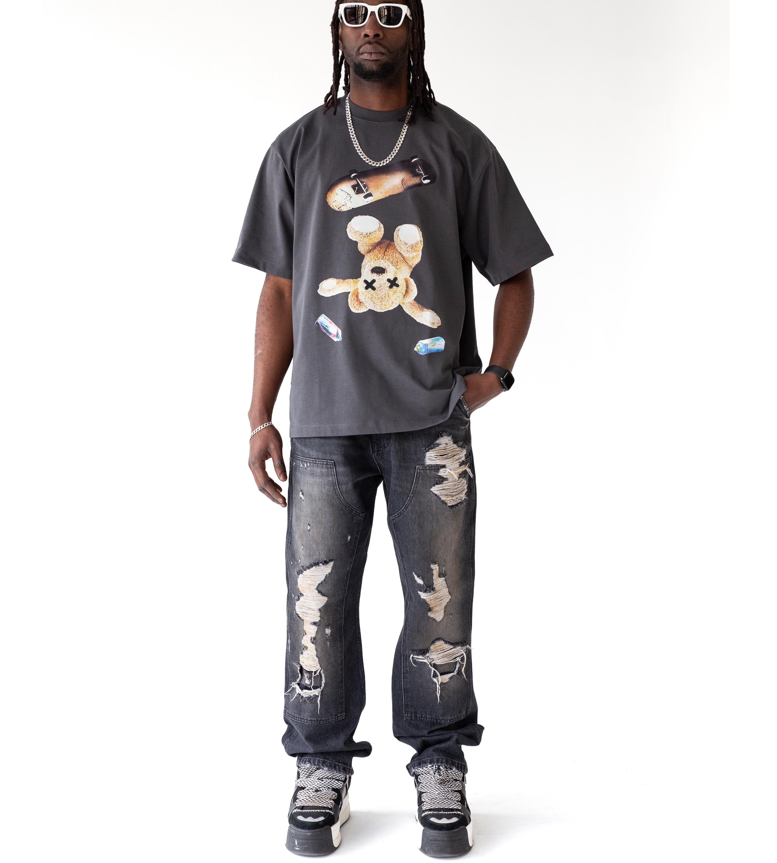 Oversized t-shirt -BEAR- TR1737BL BLACK ISLAND