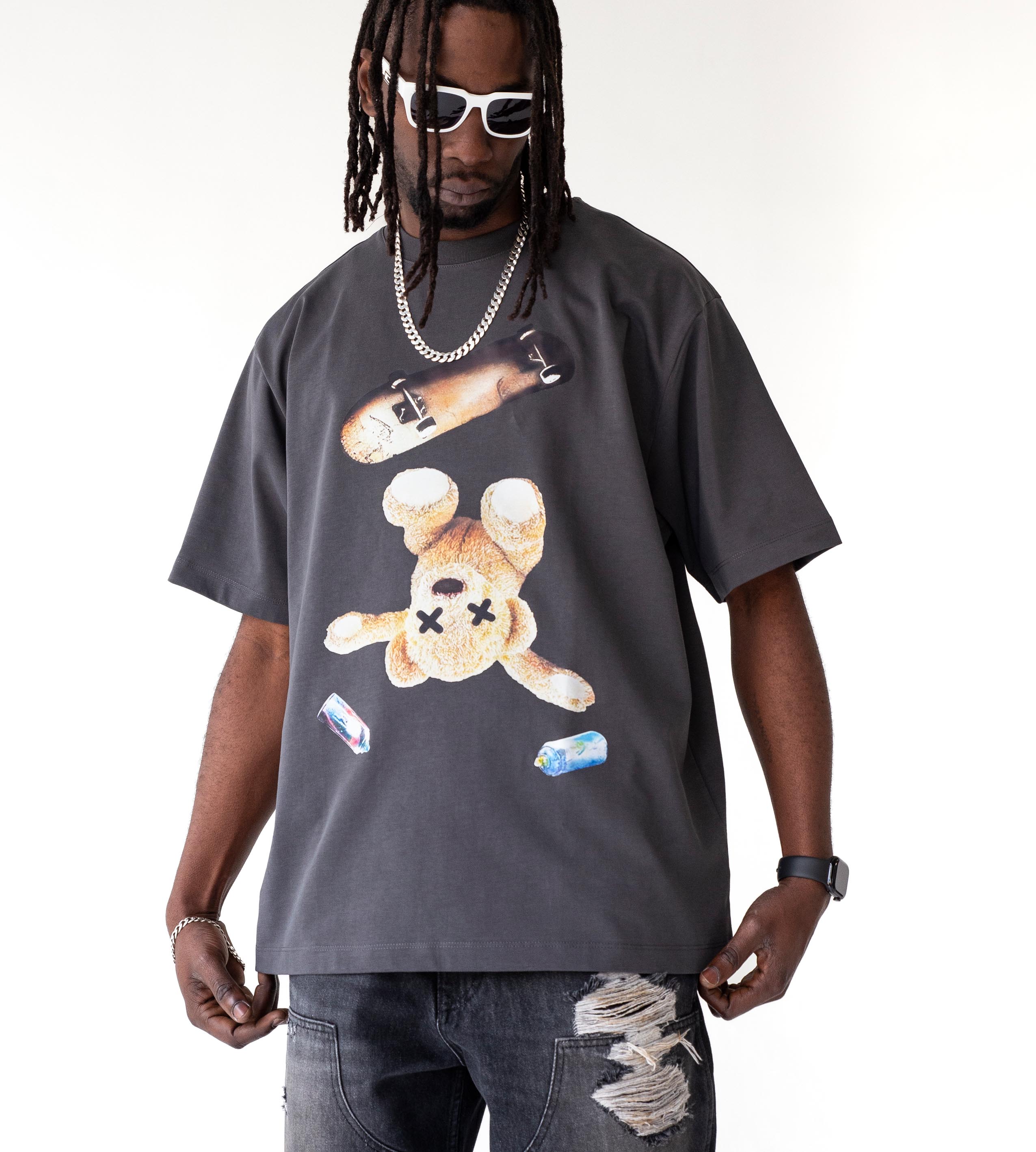 Oversized t-shirt -BEAR- TR1737BL BLACK ISLAND