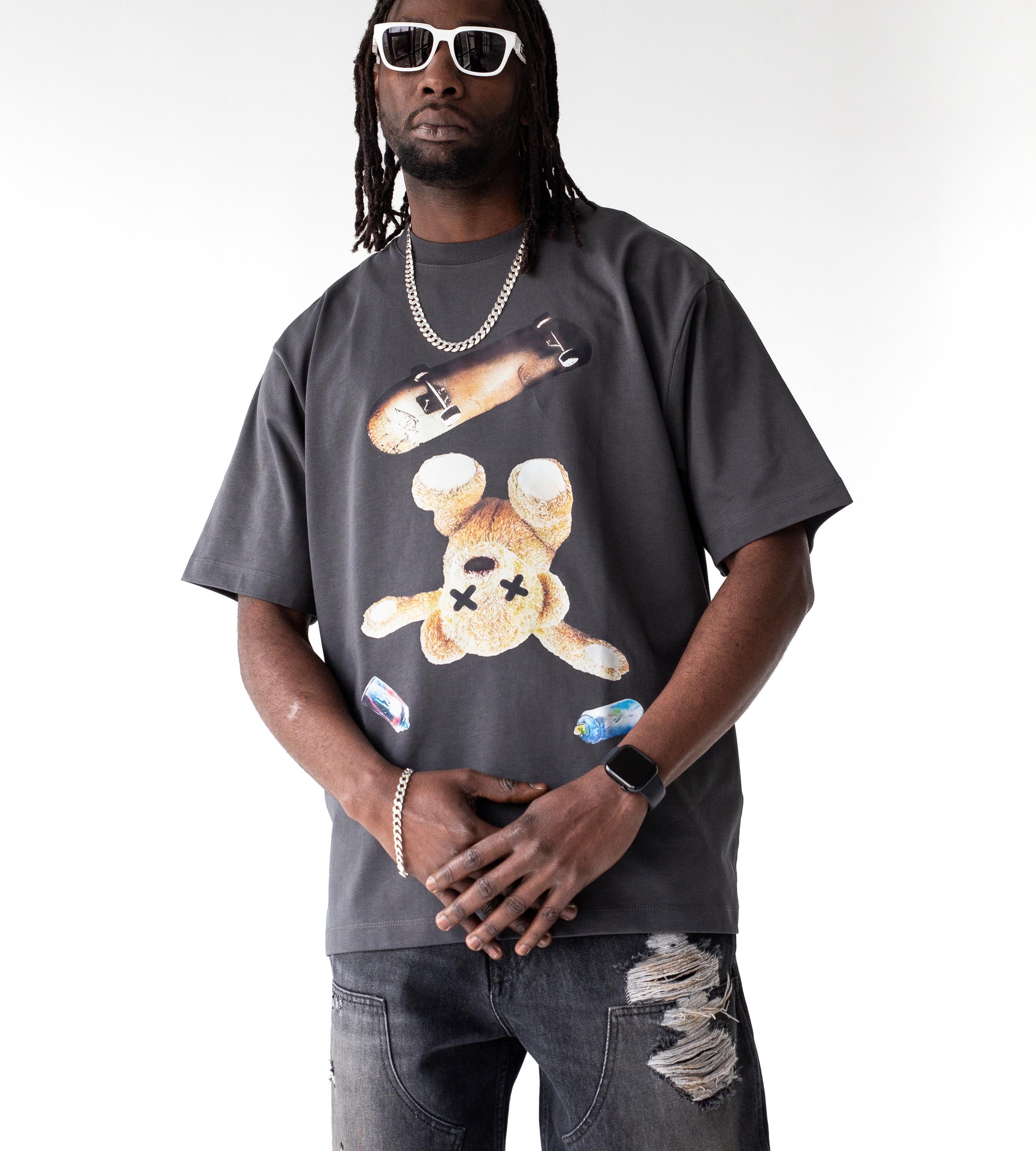 Oversized t-shirt -BEAR- TR1737BL BLACK ISLAND