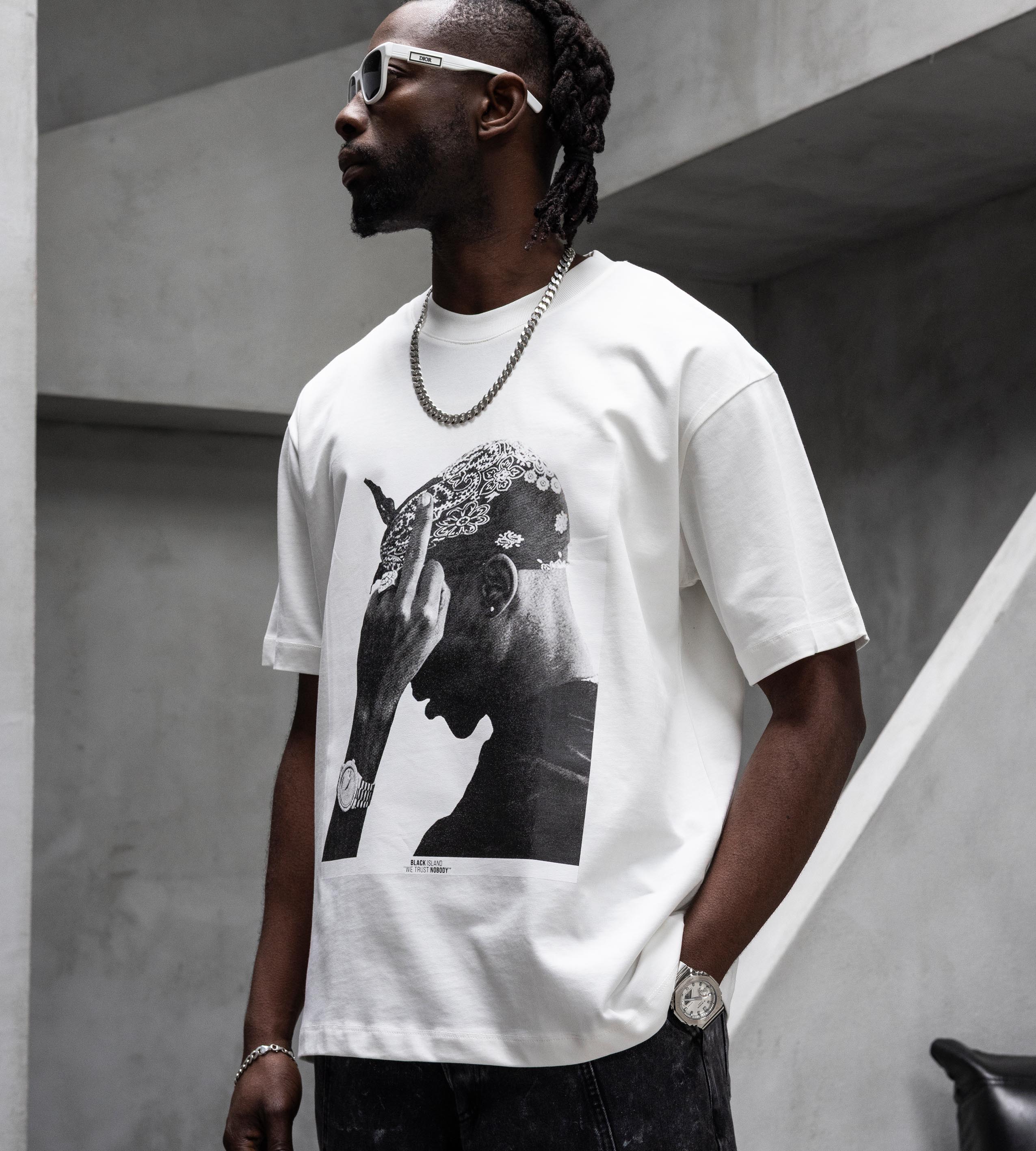 Oversized t-shirt -F*CK LOVE- TR1747BL BLACK ISLAND