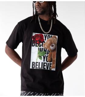 Oversized t-shirt -BELIEVE- TR1750BL BLACK ISLAND