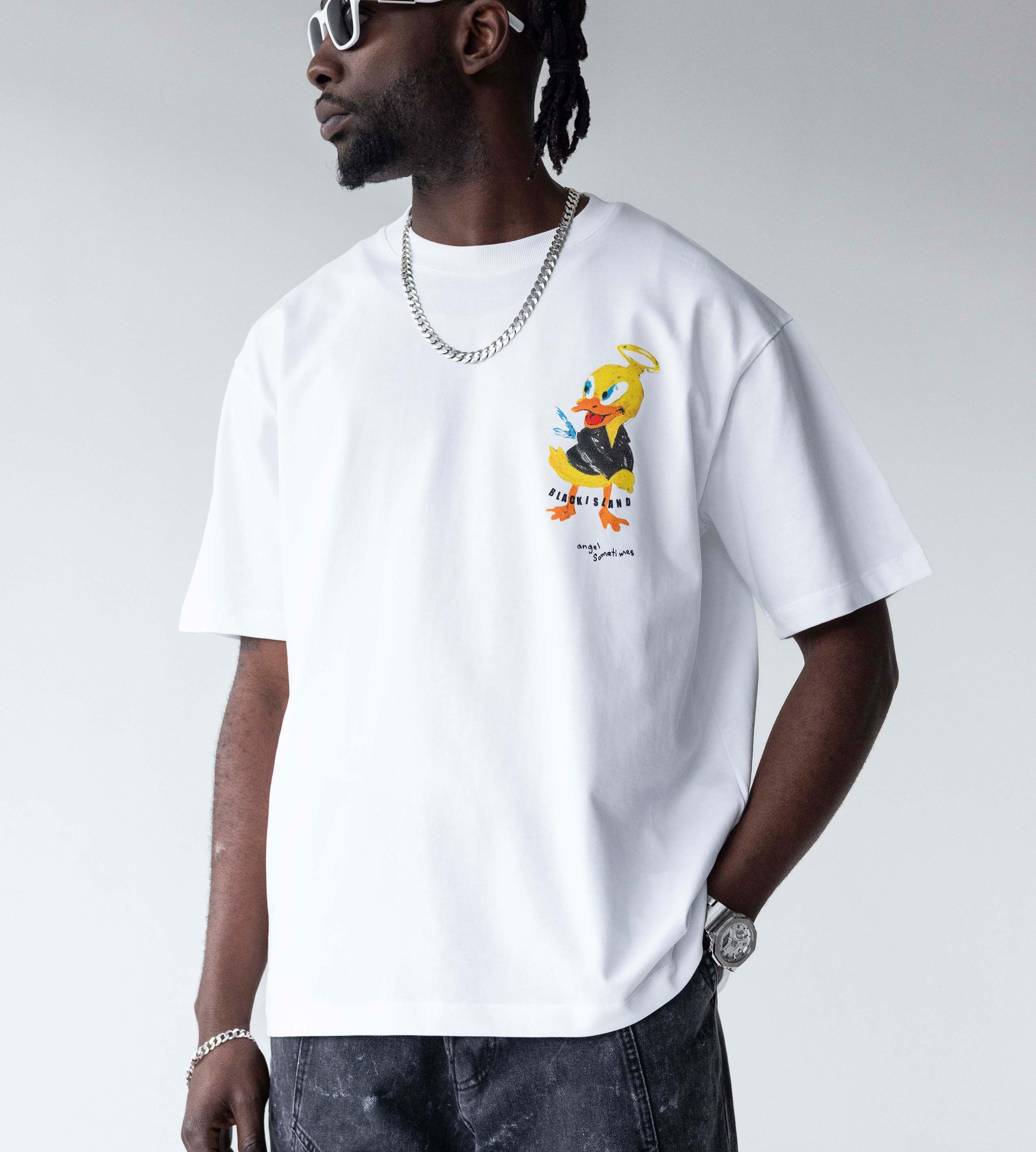 Oversized t-shirt -ANGEL- TR1755BL BLACK ISLAND