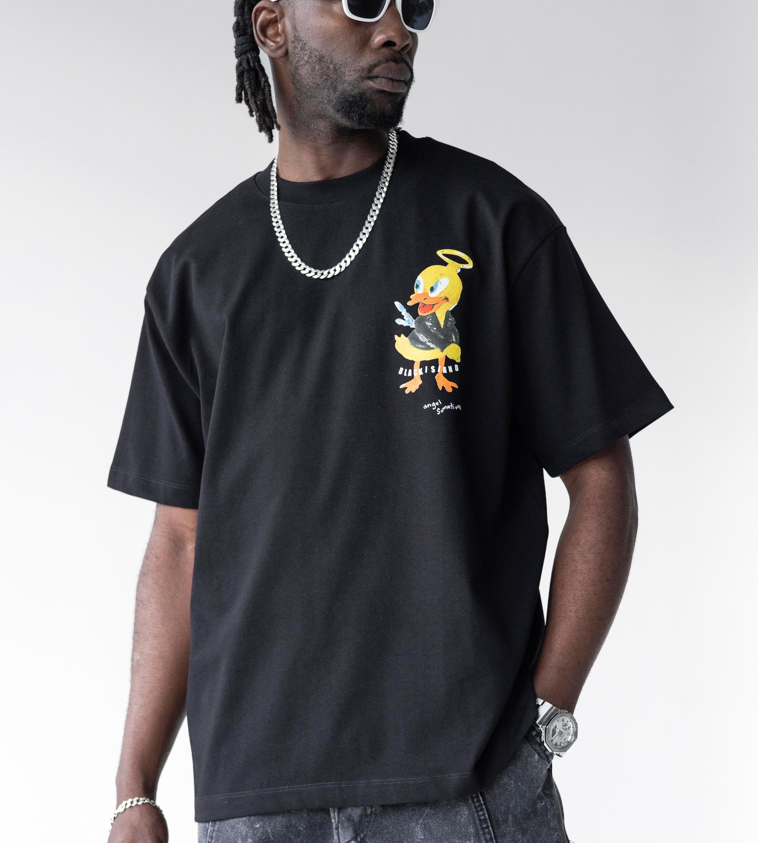 Oversized t-shirt -ANGEL- TR1755BL BLACK ISLAND