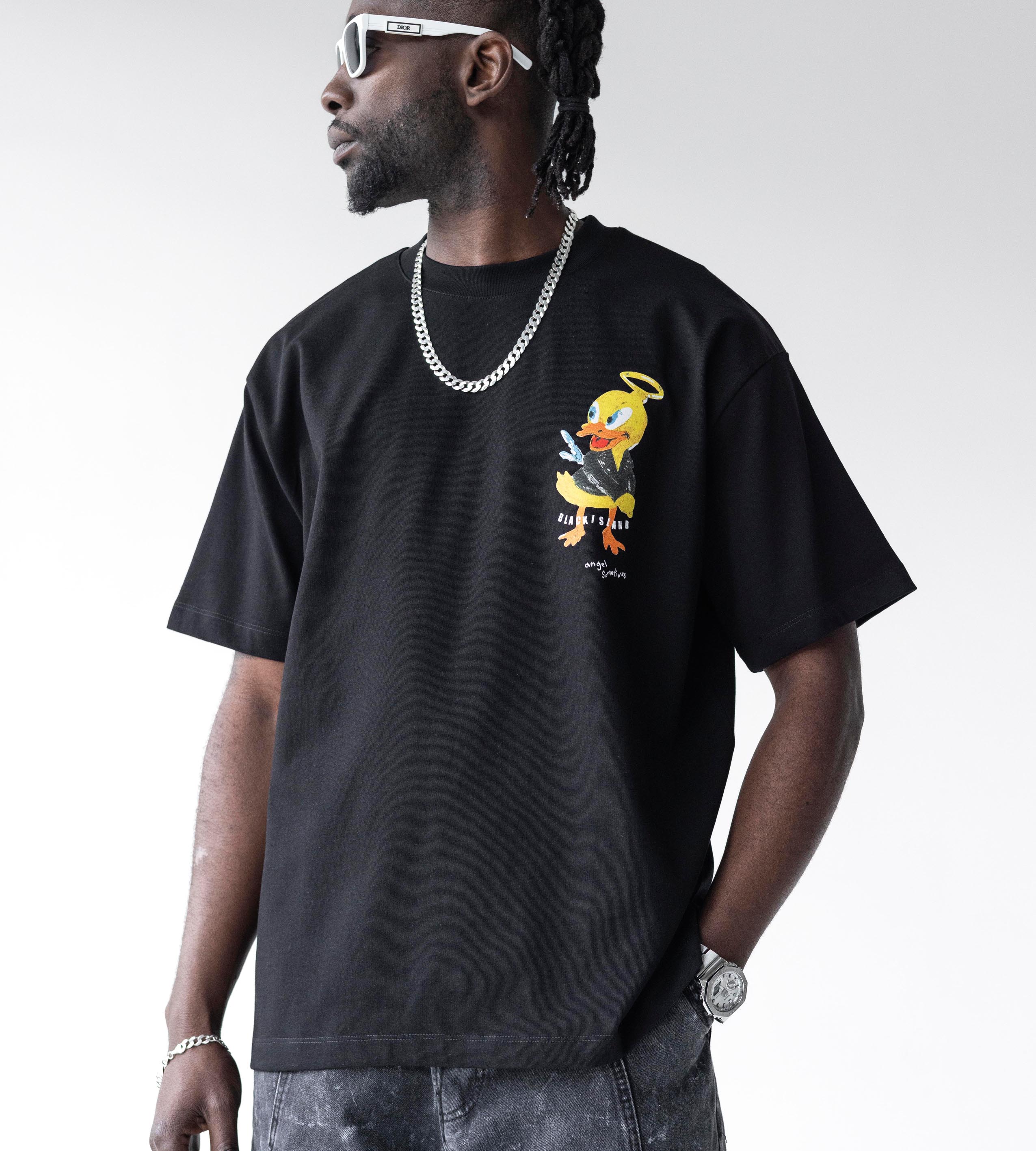 Oversized t-shirt -ANGEL- TR1755BL BLACK ISLAND