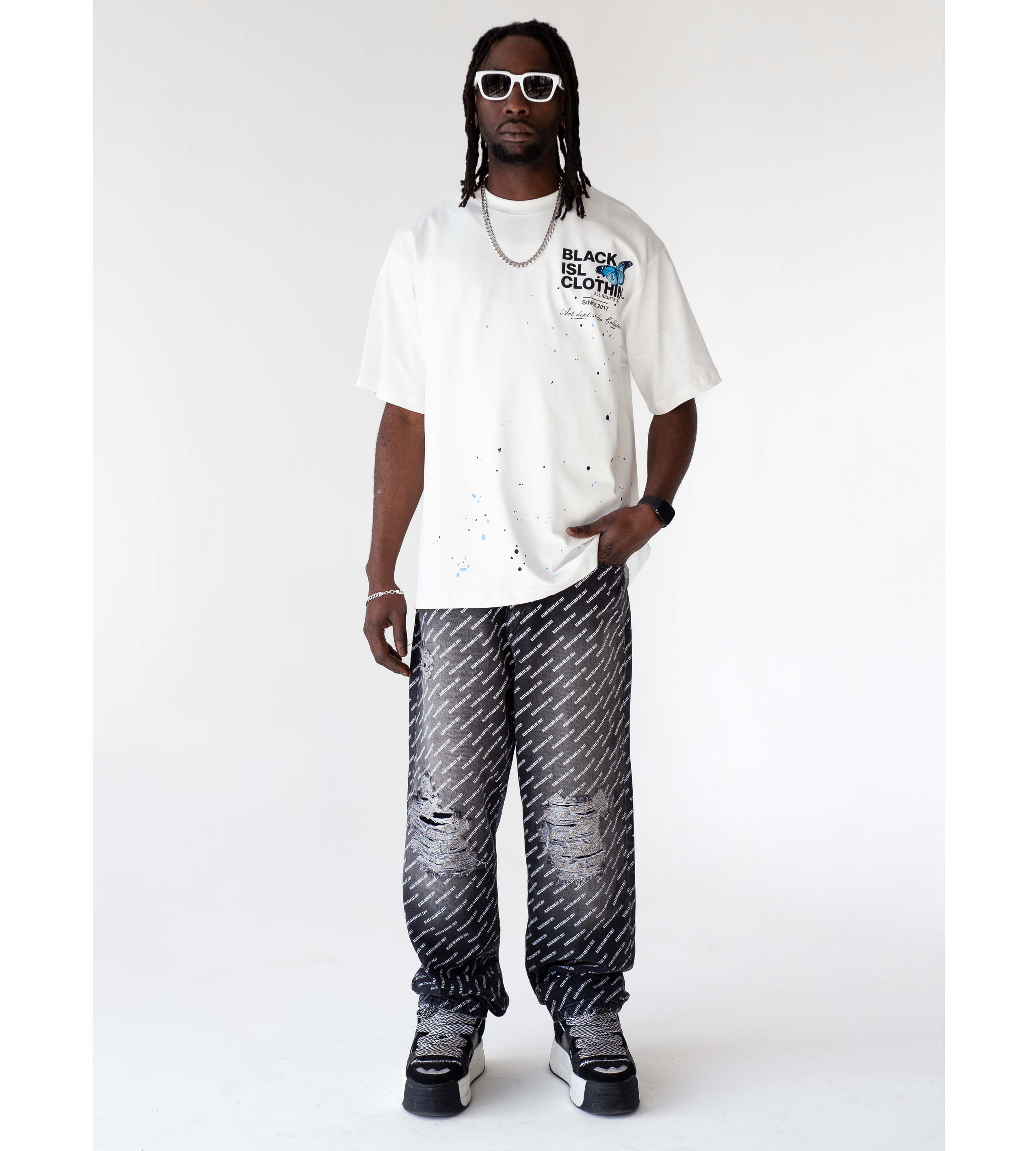 Oversized t-shirt -ISL CLOTHING- TR1824BL BLACK ISLAND