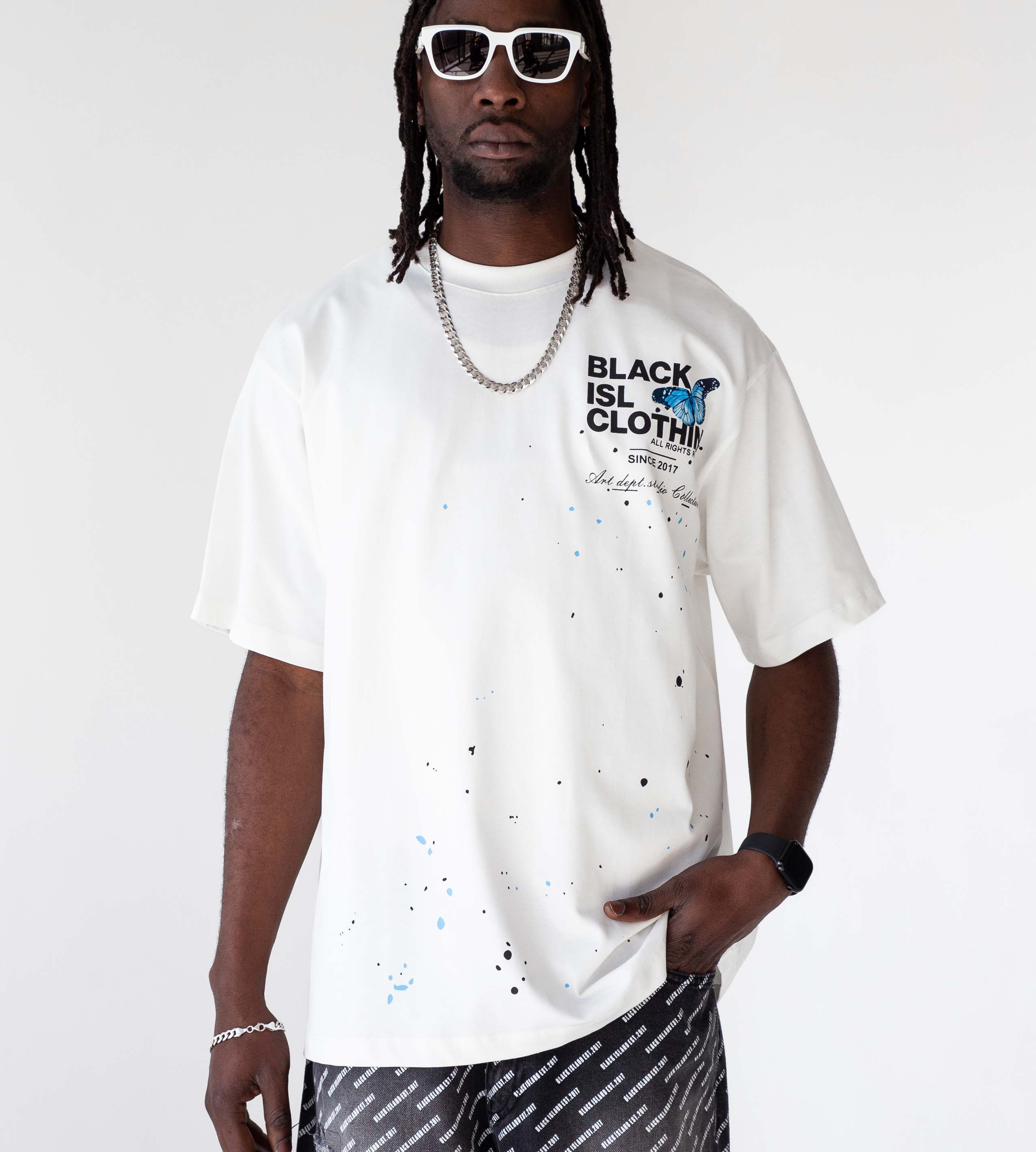 Oversized t-shirt -ISL CLOTHING- TR1824BL BLACK ISLAND