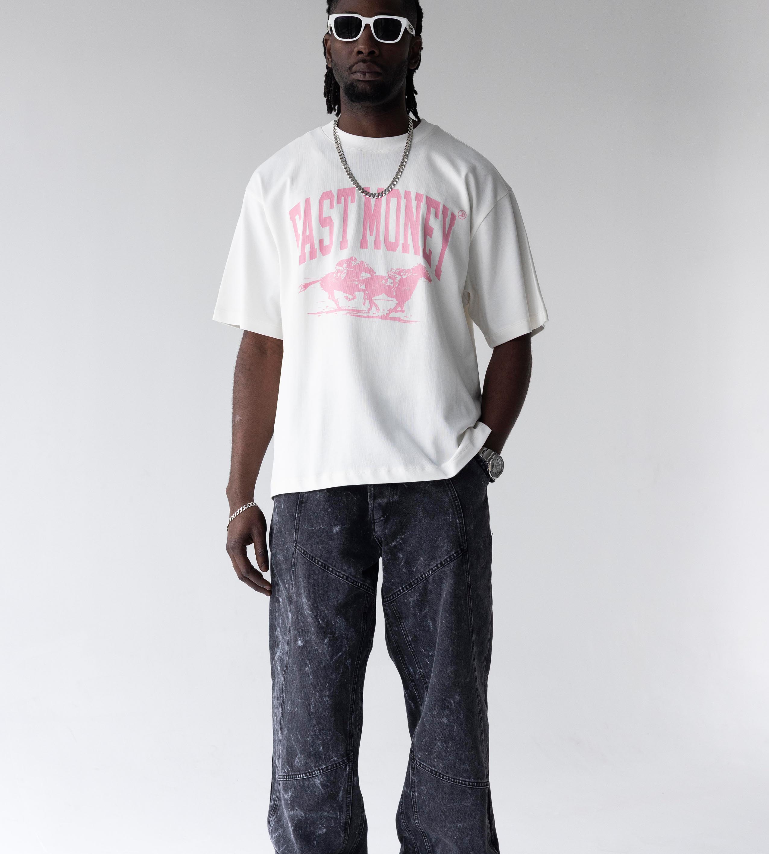 Oversized t-shirt -FAST MONEY- TR1869BL BLACK ISLAND