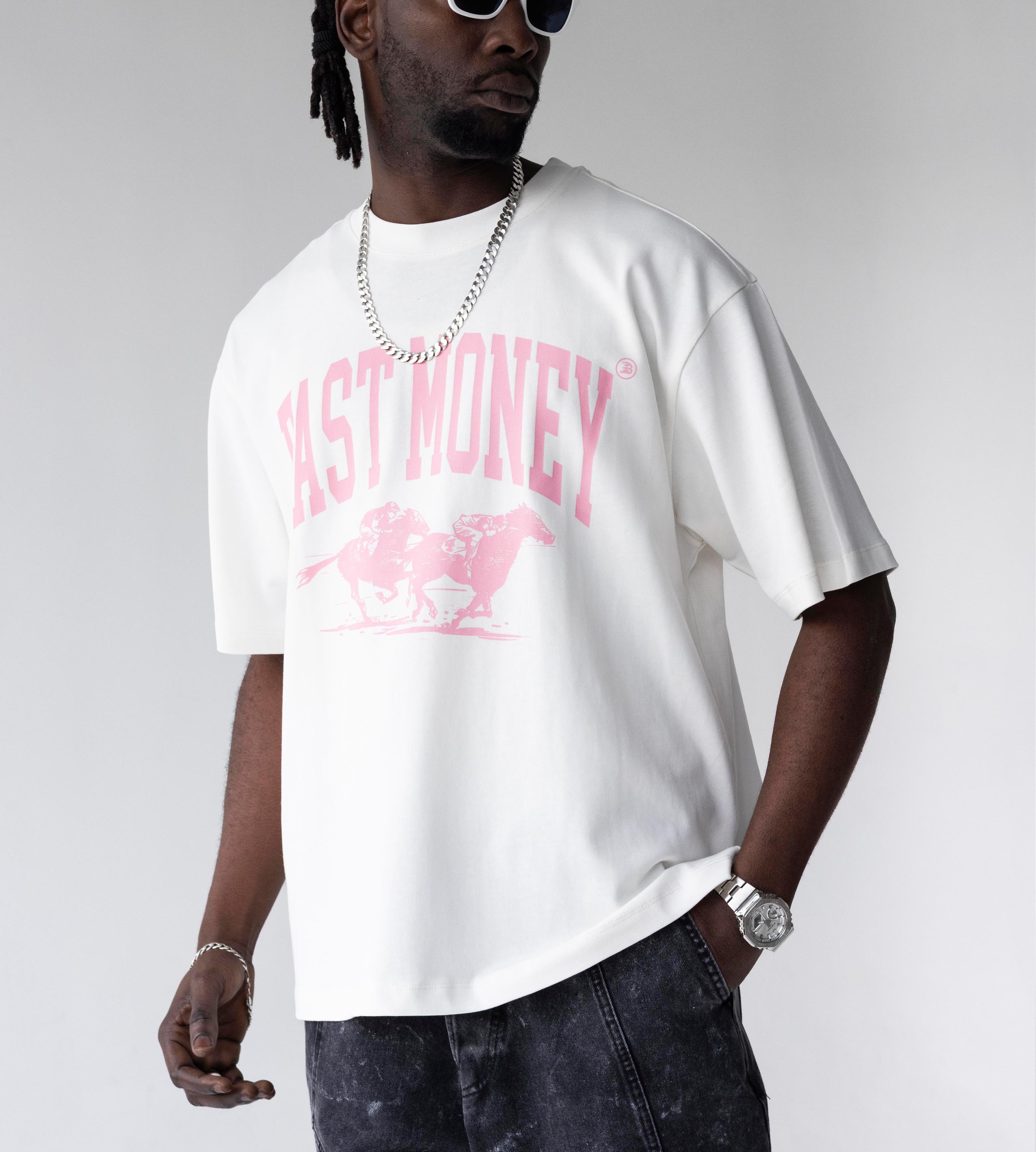 Oversized t-shirt -FAST MONEY- TR1869BL BLACK ISLAND