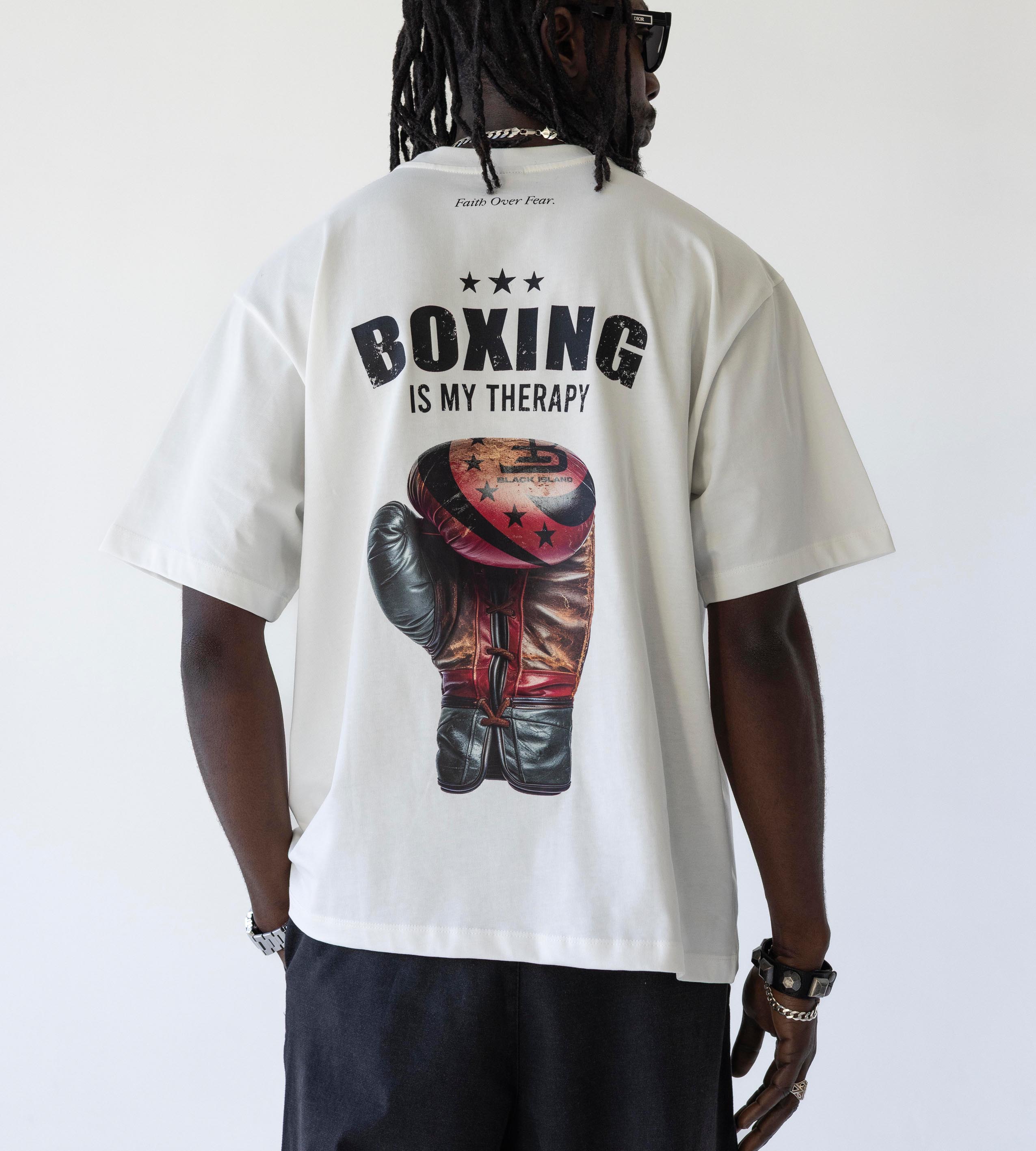 Oversized t-shirt -BOXING- TR1895BL BLACK ISLAND