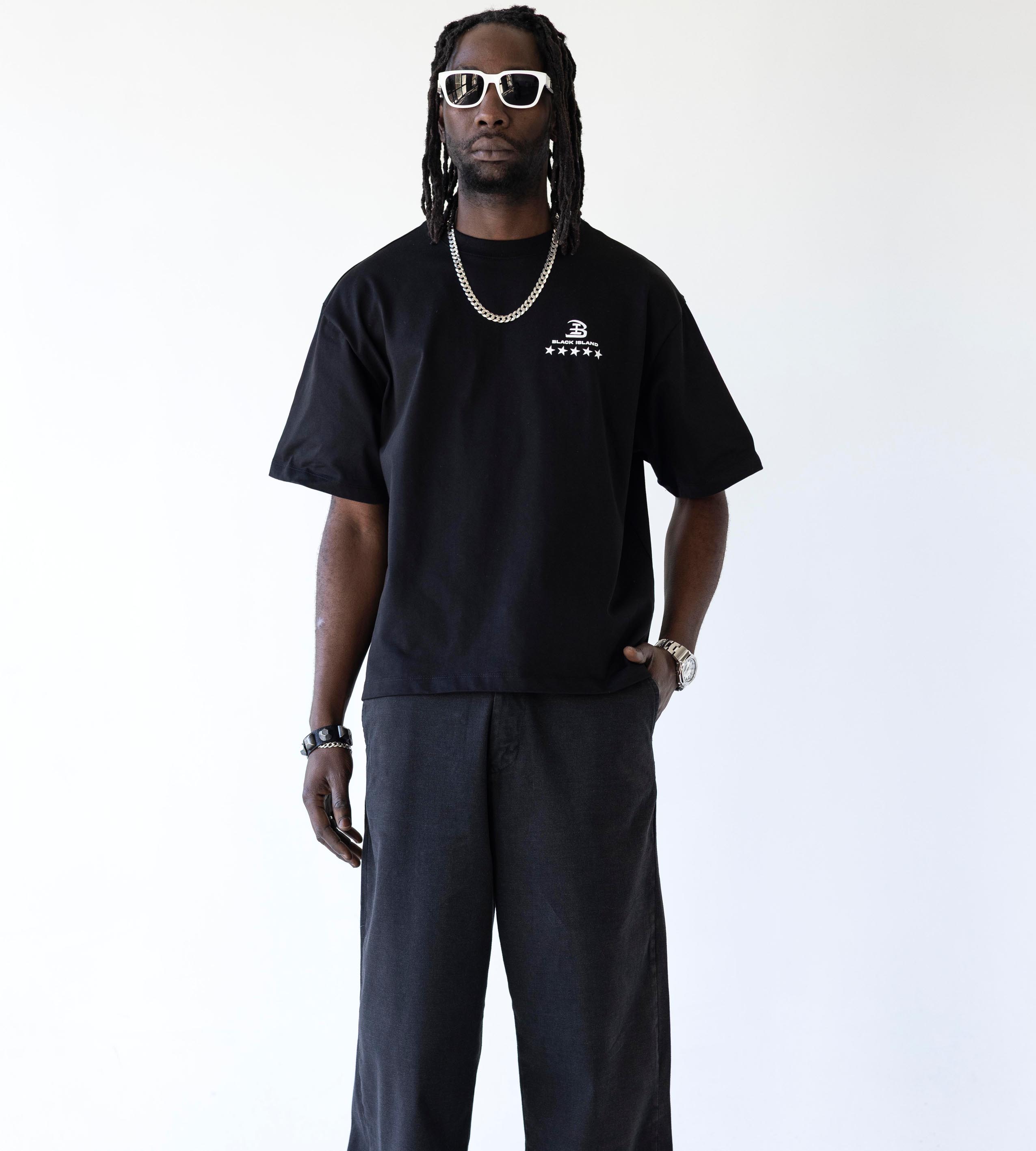 Oversized t-shirt -BOXING- TR1895BL BLACK ISLAND