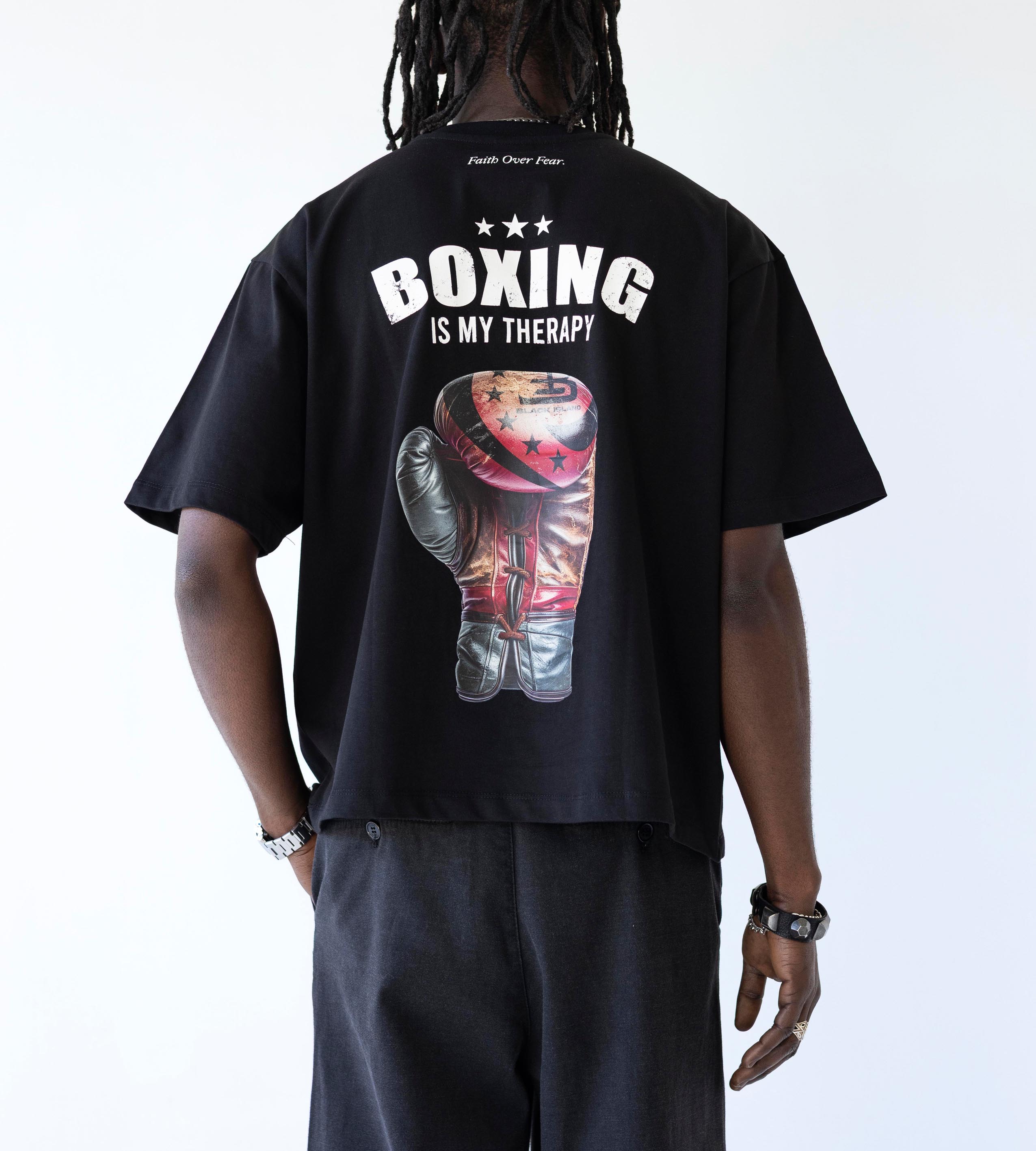 Oversized t-shirt -BOXING- TR1895BL BLACK ISLAND