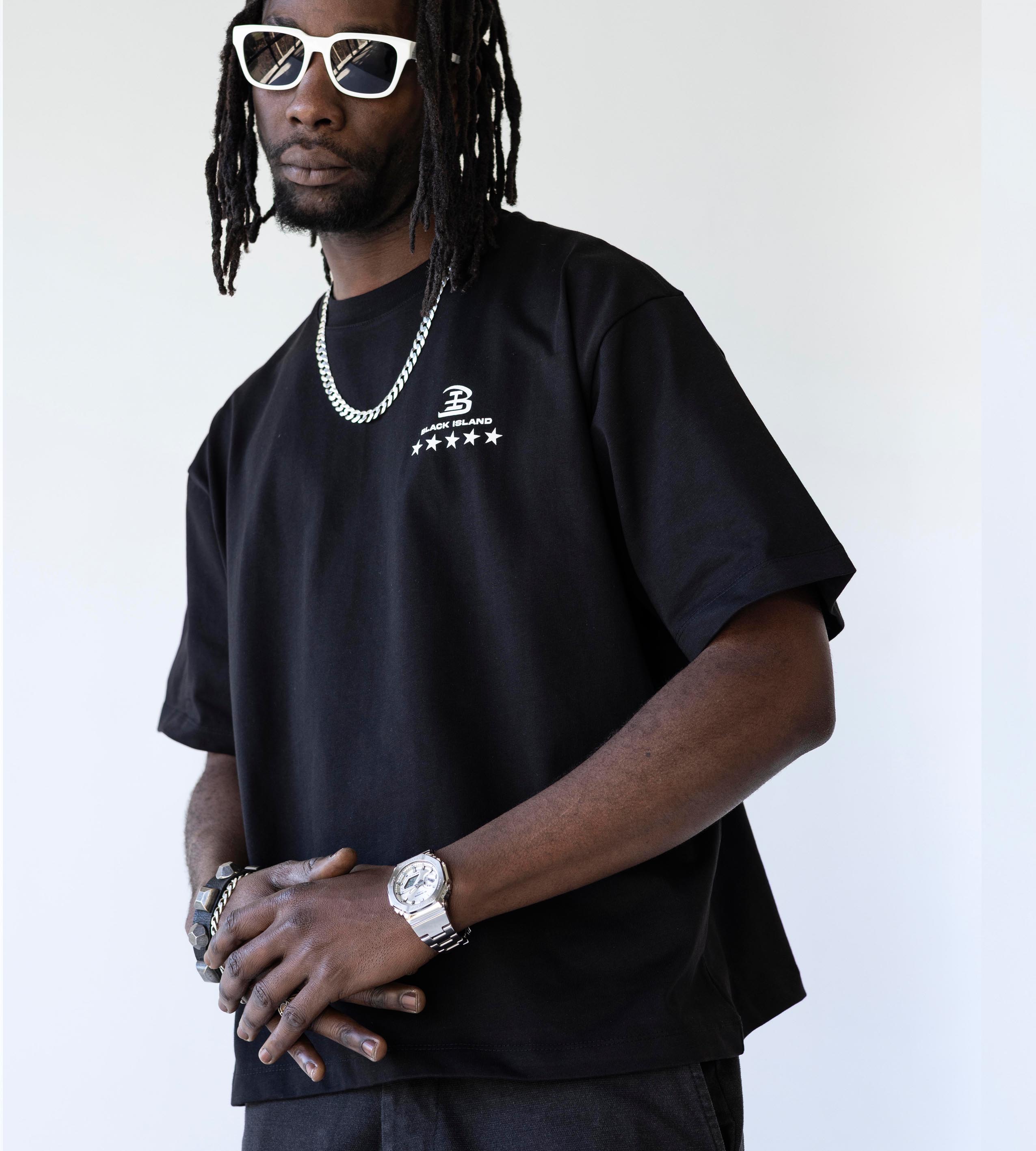 Oversized t-shirt -BOXING- TR1895BL BLACK ISLAND